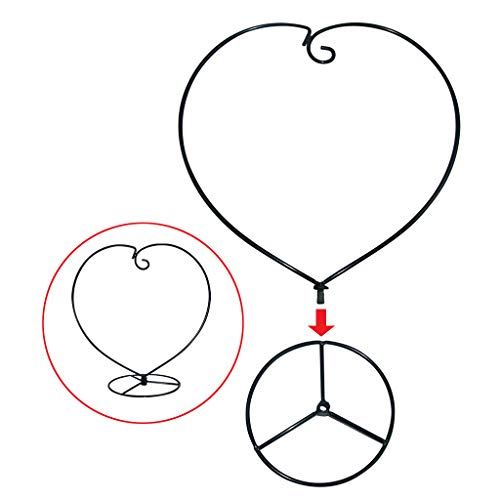 MOCOUM Ornament Display Stand, Iron Glass Ball Ornament Holder Stand for Hanging Plants, Hanging Terrarium Stand for Christmas Wedding Ornament, Home Office Decor (5pcs Black Heart Shaped)