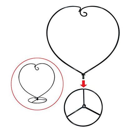 MOCOUM Ornament Display Stand, Iron Glass Ball Ornament Holder Stand for Hanging Plants, Hanging Terrarium Stand for Christmas Wedding Ornament, Home Office Decor (5pcs Black Heart Shaped)