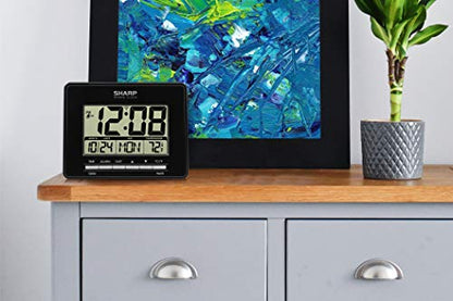 Sharp Atomic Digital Alarm Clock | Auto Set, Time Display, Date Display, Temperature Display