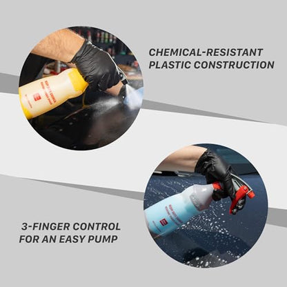 Maxshine 25oz Universal Red with Red & Grey Trigger Heavy Duty Spray Bottle – Chemical-Resistant Detailing Sprayer with Adjustable Nozzle & Ergonomic Trigger for Car Cleaning, Garage, Home - color: Red