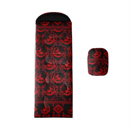 Erosebridal Hawk Moth Sleeping Bags Adults Cold Weather Aztec Backpacking Camping Blanket Hiking Sleeping Wrap Sleep Bag - color: Red Moon Witch