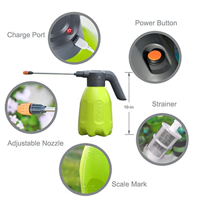 HIFAY ES2-PRO Electric Spray Bottle 2L/0.5Gallon, Rechargeable Battery Powered Sprayer Spray 60 Bottles On a Single Charge, Automatic Plant Mister，Pump Sprayer,Indoor Watering Can for Plants - color: Green