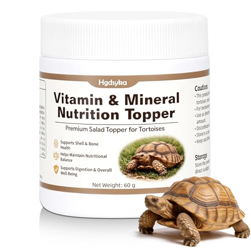Tortoise Nutrition Calcium Powder, Vitamin & Mineral Supplement for Herbivorous Tortoises, Supports Shell & Bone Health Balanced Diet, Daily Feeding Nutrition Topper for Sulcata Turtles Tortoises