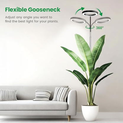 Plant Light, Full Spectrum Grow Light, 65'' Height Adjustable 3Pack | 6000K Grow Light, 3 Colors Modes, 5 Dimmable Levels, 6/12/16H Timer, Soil Insert, for Large Plants - size: Black-3Pack