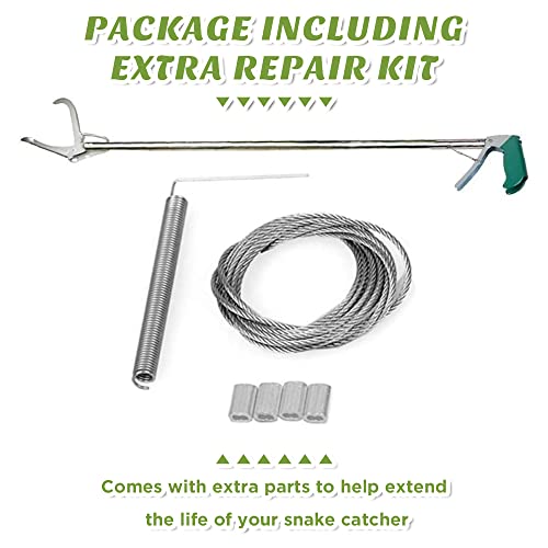 HOMEYA 47 Inch Extra Heavy Duty Snake Tongs, Standard Reptile Snake Grabber Tool, Professional Rattle Snake Catcher Tool Wide Jaw Handling Tool with Lock, Non-Slip Grip Handle - size: 47 Inch