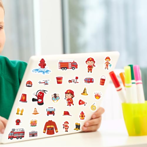 312Pcs Firefighter Stickers, Self Adhesive Firefighting Theme Sticker Fireman Stickers for Scrapbooks Envelopes Cards Gifts Crafts Party Favors Class Rewards - style: Firefighting