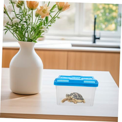 TOYANDONA Portable Transparent Plastic Fish Tank for Small Turtles and Reptiles Easy to Aquarium with Lid Lightweight Travel Container for Pet Transport and Observation