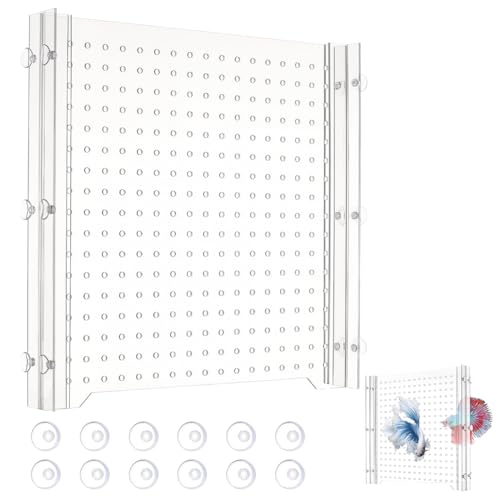 UNICRAFTALE Acrylic Fish Tank Divider Transparent Aquarium Divider Adjustment Clear Fish Tank Separator Set with 12Pcs Suction Cups Fishes Tanks Separator for Betta Fishes 10.98"x11"x0.12"