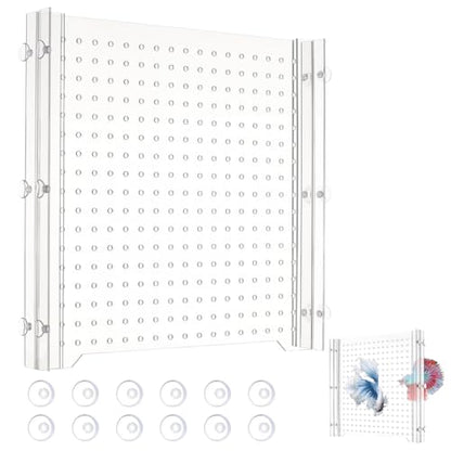 UNICRAFTALE Acrylic Fish Tank Divider Transparent Aquarium Divider Adjustment Clear Fish Tank Separator Set with 12Pcs Suction Cups Fishes Tanks Separator for Betta Fishes 10.98"x11"x0.12"