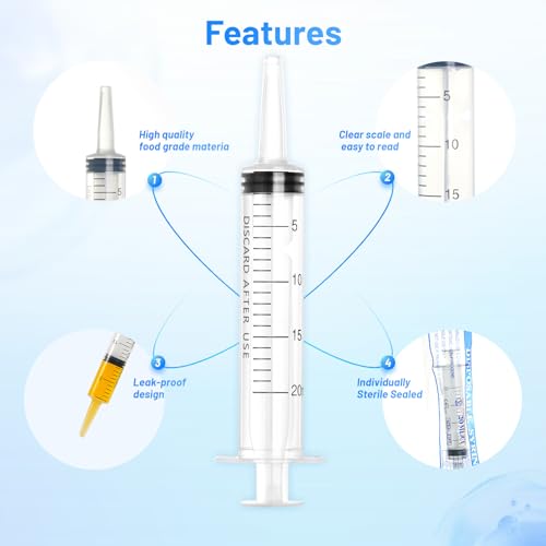 20ml Plastic Syringe with Cap, Large Syringes without Needle for Liquid, Scientific Labs, Measurement, Pet Feeding ,Ink Refilling ,Oil or Glue Applicator, Individually Wrapped (30 Pack) - style: 20ml