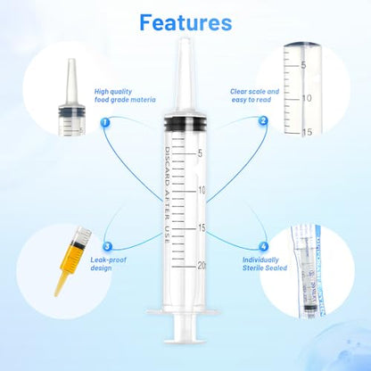20ml Plastic Syringe with Cap, Large Syringes without Needle for Liquid, Scientific Labs, Measurement, Pet Feeding ,Ink Refilling ,Oil or Glue Applicator, Individually Wrapped (30 Pack) - style: 20ml