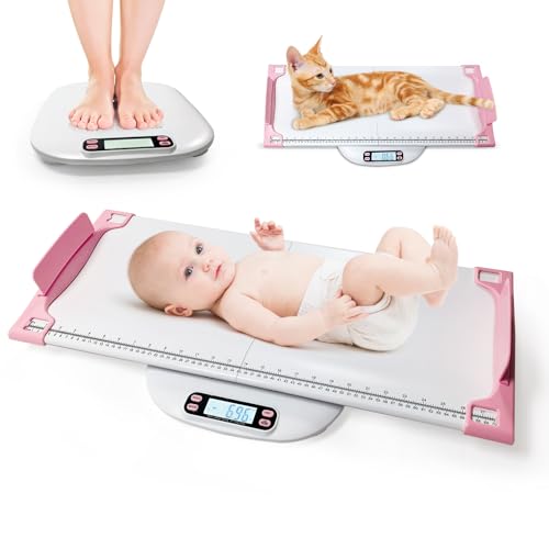 Digital Portable Pet Dog Cat Scale，Pet Scale，High-Precision Digital Scale，Electronic Baby Scale Digitalwith Height Markings，Multiple Weighing Modes, with switchable Units - color: White -Baby Scale