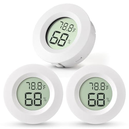 Atogou 3-Pack Mini Hygrometer & Thermometer, Indoor Digital Humidity Meter | ℉/℃, Outdoor Gauge Temperature for Home, Office, Reptile, Car, Greenhouse, Lab, Terrarium, Cellar.. A01 White - color: White 3-pack