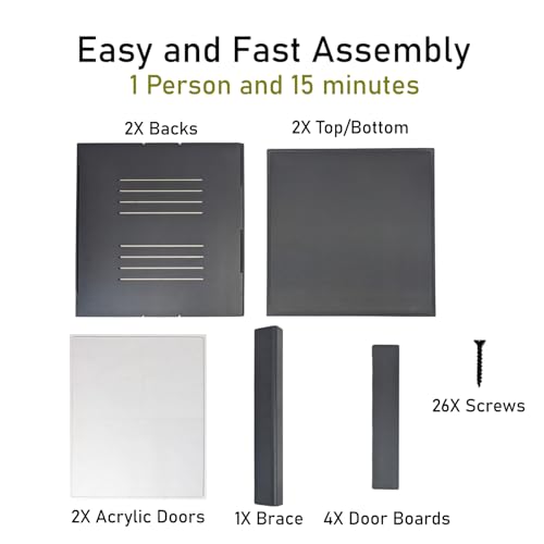 Premium PVC Reptile Enclosure, 40 Gallon, Easy Assembly, Moisture-Proof, Heat Retention, Sliding Doors, Ventilation, Bio-Active Setups, Non-Reflective Black Finish, Made in USA (Black Brace) - color: Black Brace