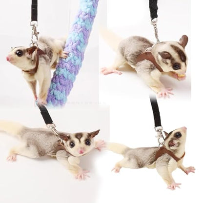 MANON ROSA Sugar Glider Harness and Leash Set, Adjustable 3 Pcs Vest, Black | Escape-Proof Design, Comfortable Adjustable Vest, Suitable For Small Pets, Durable Material, Easy To Wear, Secure Leash 57.1 - color: 01 Red
