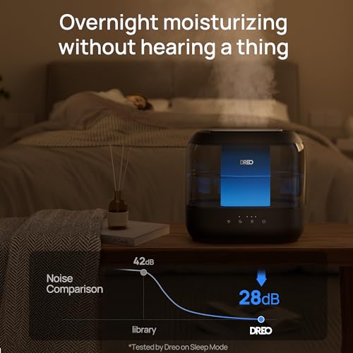 DREO 4L Humidifiers for Bedroom, 36H Runtime, 28 dB Quiet, HM311, Black | Easy to Refill & Clean, BPA-Free, Nightlight, Supersized Air Humidifiers for Large Room, Baby Nurseries, Plants, Indoor | Easy to Refill & Clean, BPA-Free, Nightlight, Supersized Ai