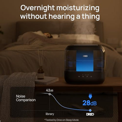 DREO 4L Humidifiers for Bedroom, 36H Runtime, 28 dB Quiet, HM311, Black | Easy to Refill & Clean, BPA-Free, Nightlight, Supersized Air Humidifiers for Large Room, Baby Nurseries, Plants, Indoor | Easy to Refill & Clean, BPA-Free, Nightlight, Supersized Ai