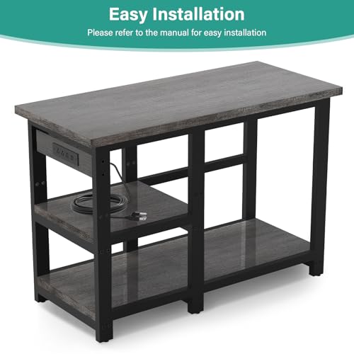 AQQA Aquarium Stand 36×18 Inch, 720LBS Heavy Duty Metal Frame | 3-Tier Storage Shelves Fish Tank Stand, 5-in-1 Outlets, Ideal for Aquariums, Reptiles, Terrariums for 40-50 Gallon Tanks - size: L for 40-50 Gallon (With power outlet)