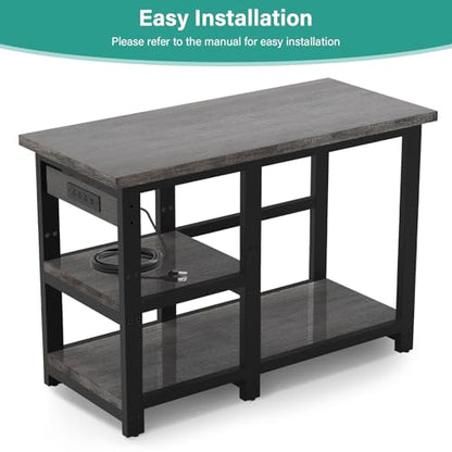 AQQA Aquarium Stand 36×18 Inch, 720LBS Heavy Duty Metal Frame | 3-Tier Storage Shelves Fish Tank Stand, 5-in-1 Outlets, Ideal for Aquariums, Reptiles, Terrariums for 40-50 Gallon Tanks - size: L for 40-50 Gallon (With power outlet)