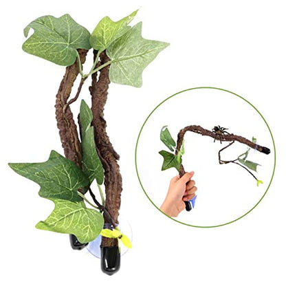 Reptile Corner Branch,Climbing Terrarium Plant Decoration Terrarium Plant Ornament with Suction Cup for Snake Lizard Bearded Dragons Gecko Climbing