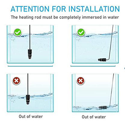 YukiHalu Super Mini Aquarium Heater, 10W 20W 30W Adjustable Fish Tank Heater with External Controller, Overheating Protection, Digital Display, Used for 0.5-3 Gallons(30 watts) - size: 30 Watts