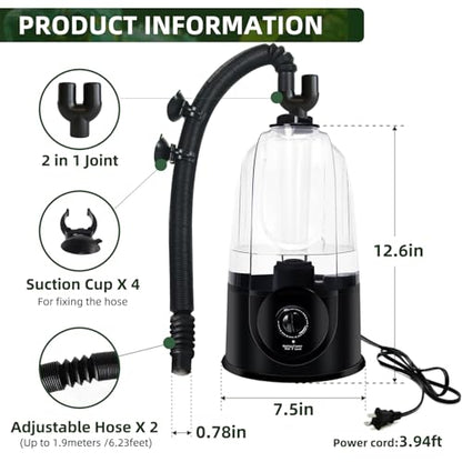 Coospider 3.8L Reptile Fogger Mister, Quiet Reptile Humidifier for Reptiles Tank, Terrarium Humidifiers, Reptile Misting System for Reptiles Amphibians Herps Vivarium (Dual Hose) - size: 3.8L/1GAL-Dual-UP
