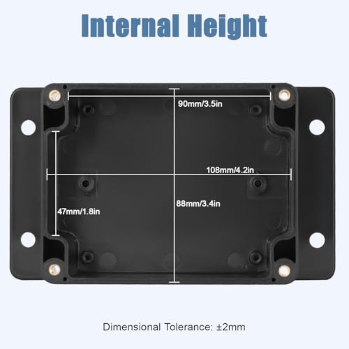 Project Box IP65 Waterproof ABS Plastic Electrical Junction Box with Clear Cover Enclosure with Fixed Ear, Black 4.5"x 3.5"x 2.1"(115x90x55mm)(Pack of 1) - color: 1 pack, size: 4.5"x 3.5"x 2.1"