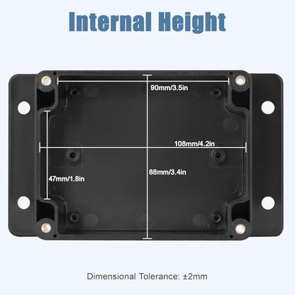 Project Box IP65 Waterproof ABS Plastic Electrical Junction Box with Clear Cover Enclosure with Fixed Ear, Black 4.5"x 3.5"x 2.1"(115x90x55mm)(Pack of 1) - color: 1 pack, size: 4.5"x 3.5"x 2.1"