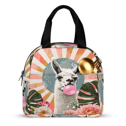 Funny Llama Alpaca Lunch Bag for Women Men | Insulated Lunch Box Leakproof Food Meal Containers Reusable Foldable 6L Capacity Lunch Tote Bags for Work Picnic Travel - color: Style 3