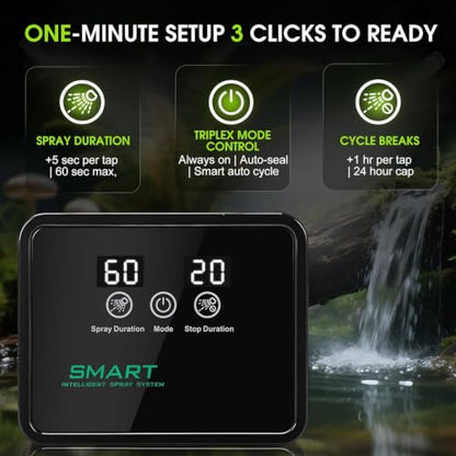 Automatic Reptile Mister Timer 360 Nozzle Terrarium Misting System | Automatic Reptile Mister with Timer 360 Nozzles External Water Supply Quiet Misting System Easy DIY for Terrariums Humidifier