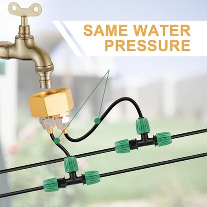 2 Pack Garden Hose Adapter, Solid Brass Standard 3/4" Female Thread to 1/4" Dual Tube Adapter for Water Hose,Convert 3/4" Garden Hose to 1/4" Tube - size: 2 Sets 3/4" to Dual 1/4" Adapter