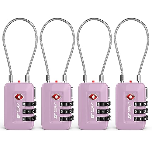 TSA Accepted Luggage Travel Lock, Set-Your-Own Combination Lock for School Gym Locker, Luggage Suitcase Baggage Locks, Filing Cabinets, Toolbox, Case (Purple, 4 Pack) - color: Purple 4-Pack