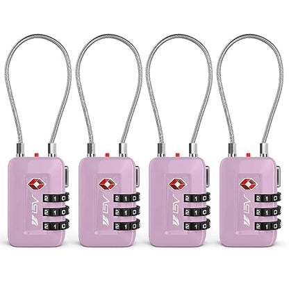 TSA Accepted Luggage Travel Lock, Set-Your-Own Combination Lock for School Gym Locker, Luggage Suitcase Baggage Locks, Filing Cabinets, Toolbox, Case (Purple, 4 Pack) - color: Purple 4-Pack