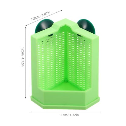 Reptile Corner Hunting Bowl: Plastic Feeder Box - Food Dish with Suction Cups for Wall Terrarium Glass Mount Bearded Dragons Insect Feeding Green - size: 12.00X11.00X7.80CM