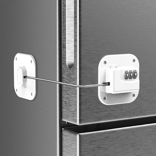 Refrigerator Lock, Combination Lock for Refrigerator Cabinets, Drawers, Heavy Duty Fridge Lock, Easy Install No Keys Needed (White-1Pack) - color: White-1Pack