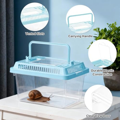 10 Pack Small Plastic Reptile Carrier, Tarantula Enclosure Breeding Box with Handle and Ventilation Lid, for Spider Lizard Turtle Hermit Crab Fish, 7 x 4.3 x 4.3 Inch, Multi-Color - size: 7 X 4.3 X 4.3 Inch