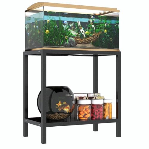 Heavy Duty Metal Aquarium Stand for 20 Gallon Fish Tank, Adjustable Fish Tank Stand with Storage, 400LBS Load Capacity Reptile Tank Stand for Home, Black
