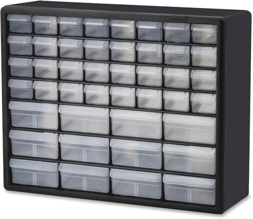 Akro-Mils 44-Drawer Plastic Storage Cabinet, 20"W x 6"D x 16"H, Black | Plastic Cabinet w/ Drawers for Garage Organization, Beads, Building Bricks Storage, Teacher Toolbox, Makeup Organizer, 10144 - color: Black, size: 44 Drawer, style: 1 Pack