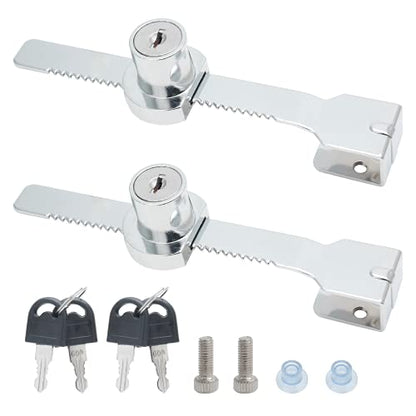 2 Pack Sliding Glass Door Lock, Keyed Alike Showcase Display Case | Zinc Alloy Chrome-Plated, Fits 2-6mm Glass, 4 Keys Included, For Terrarium Vivarium Retail Cabinet - size: 5.56 inch / 141mm