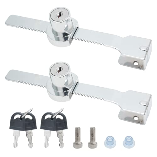 2 Pack Glass Showcase Lock, Keyed Alike Ratchet Lock, Fits 2-8mm | Chrome-Plated Zinc Alloy, Rust-Resistant, 4 Alike Keys Included, Fits 2-8mm Glass, for Display Cases Reptile Cages Cabinets - size: 5.63 inch / 143mm