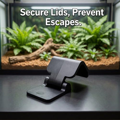 Terrarium Lock 6 Pcs, Reptile Cage Lock, Black Plastic Aquarium Clips, Pet Terrarium Lid Latch, Old Version Escape Reptile Clips, Fit 0.7 in / 1.7 cm Lid