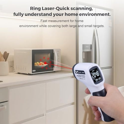 Temperature Gun for Meat,Automotive Infrared Thermometer Gun with Ring Laser DS12:1,Digital Thermal Gun with Adjustable Emissivity&High/Low Alarm,-58~1400℉IR Temp Gun for Engine,Brakes&HVAC - color: Gray
