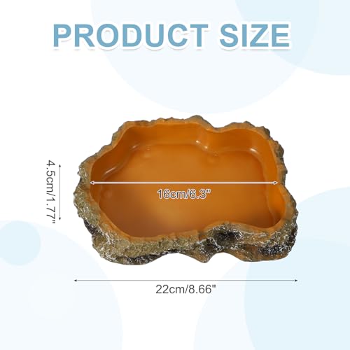 Reptile Food Bowl, Reptile Feeding Dish Corner Bowl Water Resin Rock Worm Feeder Dish l (8.7 in, Orange), Intended for Lizards/o/Scaled Pet/Leopard o/Spiders - color: Orange, size: 8.7 In