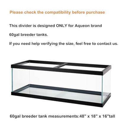 Acrylic Aquarium Divider Kit 5.5/10 / 20L / 20H / 29 / 40B / 55/75 / 125gal Fish Tank with Suction Cups (60gal Breeder) - size: 60gal Breeder Aqueon