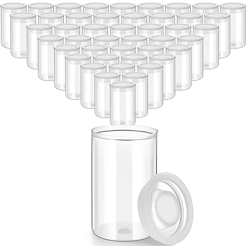 JOVITEC 100 Pcs Plastic Film Canister Holder 35 mm Empty Camera Reel Containers Storage Containers Case with Lids for Small Accessories Fish Hook Film Beads (Clear) - color: Clear