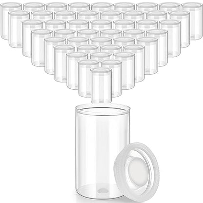 JOVITEC 100 Pcs Plastic Film Canister Holder 35 mm Empty Camera Reel Containers Storage Containers Case with Lids for Small Accessories Fish Hook Film Beads (Clear) - color: Clear