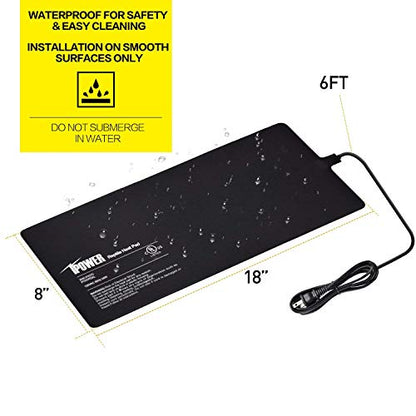 iPower 8X18 Inch Reptile Heat Pad Under Tank Heater Terrarium Warmer Heating Mat for Turtles Lizards Frogs and Other Small Animals - size: 8 X 18 Inch, style: Heat Pad