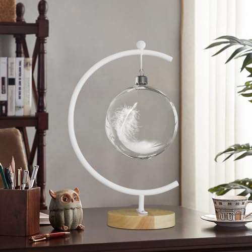 YY YEARCHY Ornament Display Stand Large Metal Air Plant Flower Pot Holder Iron Pothook for Hanging Glass Terrarium Globe Ball - color: White