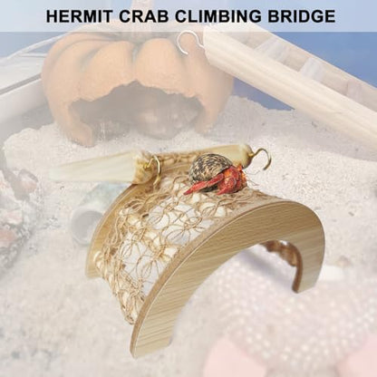 Hermit Crab Climbing Arch Bridge Wooden and Rope Hermit Crab Climbing Toys Hermit Crab Supplies Small Animal Cage Accessories for Hamster Lizard Chameleon Reptile - style: Arch Bridge