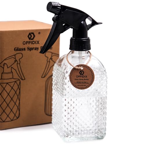 Clear Glass Plant Mister Watering Spray Bottle Adjustable Nozzle 13.5 oz | Fine Mist for Plants Glass Misters Bottle Handheld Pressure Watering Can 400ml Empty Vintage Mister for Indoor Outdoor Garden - color: W-Clear